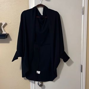 Open front Dolman sleeve black cardigan